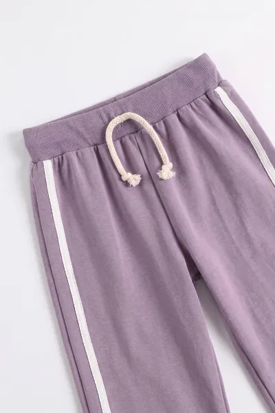Lila (1-9 Yaş) Baskılı Şerit Fiyonklu 2 İp Kız Çocuk Mevsimlik Takım 488404