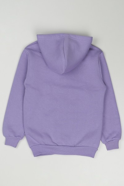Lila (12 Yaş) Melo Baskılı Kız Çocuk Fermuarlı Sweatshirt 87630