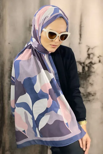 Lila 180X70 cm Dijital Baskı Colorful Desenli Pamuk Şal 336626