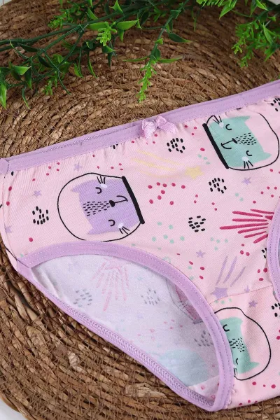 Lila (2-11 Yaş) Baskılı Fiyonklu Kız Çocuk Külot 238564