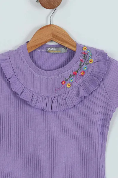 Lila (2-11 Yaş) Nakışlı Kız Çocuk Tişört 276539