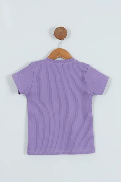 Lila (2-11 Yaş) Nakışlı Kız Çocuk Tişört 276539