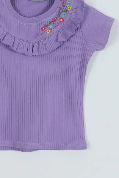 Lila (2-11 Yaş) Nakışlı Kız Çocuk Tişört 276539