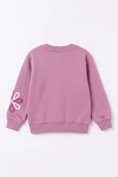 Lila (2-11 Yaş)  Süzene Nakışlı İçi Şardonlu Kız Çocuk Sweatshirt 499986