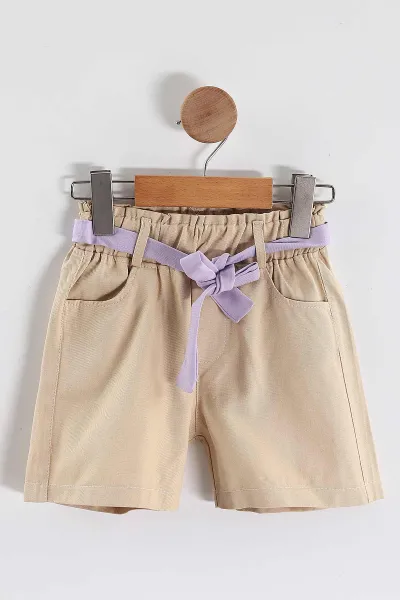 Lila (2-5 Yaş) Flowers Baskılı Süprem Tişörtlü Gabardin Şortlu Kız Çocuk Yazlık Takım 445570