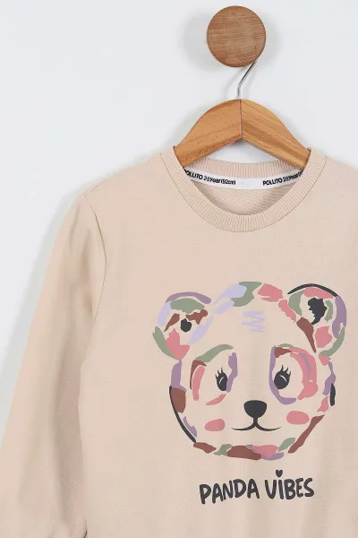 Lila (2-5 Yaş) Panda Vibes Baskılı Taytlı Kız Çocuk Takım 336970