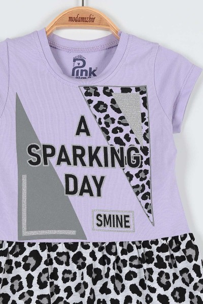 Lila (2-5 Yaş) Sparkıng Day Leopar Baskılı Kız Çocuk Elbise 190994