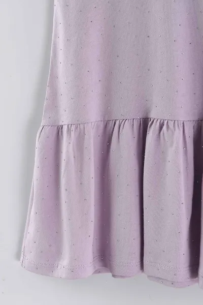 Lila (2-5 Yaş)Taşlı Kız Çocuk Elbise 454326