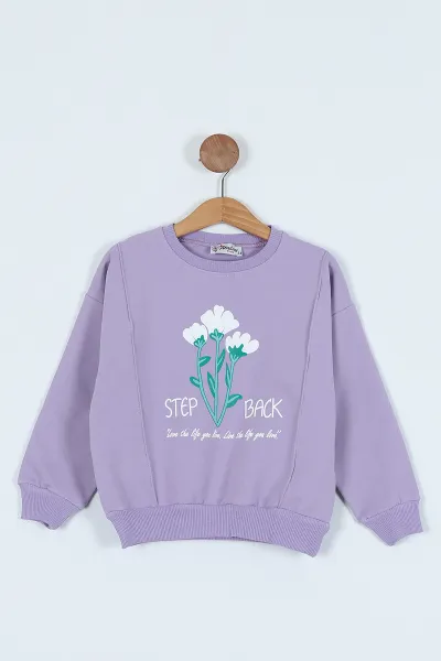 Lila (2-6 Yaş)  Çicek Baskılı Kız Çocuk Sweatshirt 236263