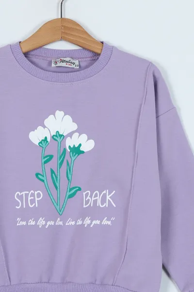 Lila (2-6 Yaş)  Çicek Baskılı Kız Çocuk Sweatshirt 236263