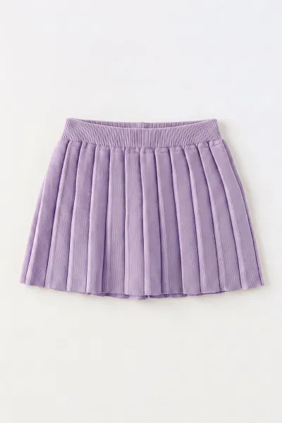 Lila (2-8 Yaş) Pileli Triko Kız Çocuk Etek 474849
