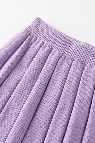 Lila (2-8 Yaş) Pileli Triko Kız Çocuk Etek 474849
