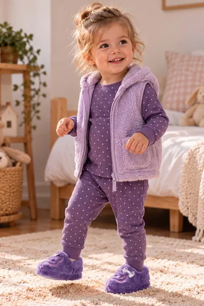 Lila ( 21 - 24 ) Figürlü Kız Bebek Panduf 495126