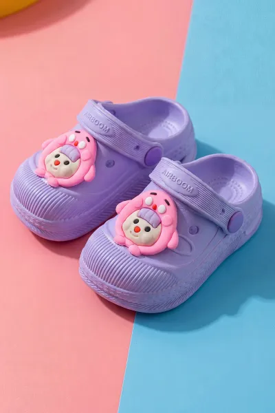 Lila ( 21 - 28 ) Figürlü Kız Bebek / Çocuk Terlik ve Sandalet 464817