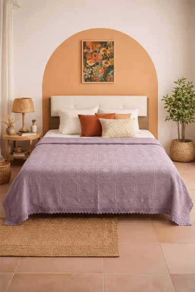 Lila 220x240 Cm Bella Home Çift Kişilik Safir Kopanakî Lüks Pike 434843