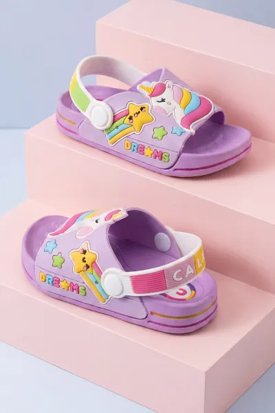 Lila ( 24 - 29 ) Figürlü Kız Çocuk Sandalet 462499