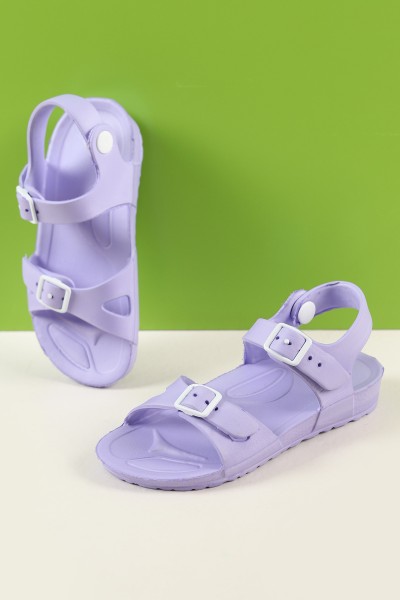 Lila (24-29 Patik) Arkadan Çıtçıtlı Kemerli Kız Çocuk Sandalet 196467