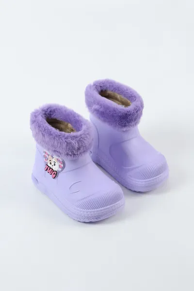 Lila ( 24 - 31 ) Işıklı Peluş Detaylı Kız Çocuk Bot 496991