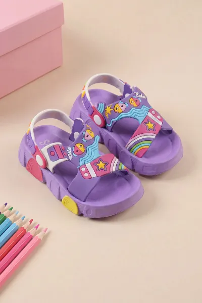 Lila ( 25 - 29 ) Figürlü Kız Çocuk Sandalet 462502