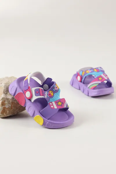 Lila ( 25 - 29 ) Figürlü Kız Çocuk Sandalet 462502