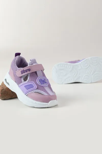 Lila ( 26 - 30 ) Cırt Bantlı Işıklı Kız Çocuk Spor Ayakkabı 467845