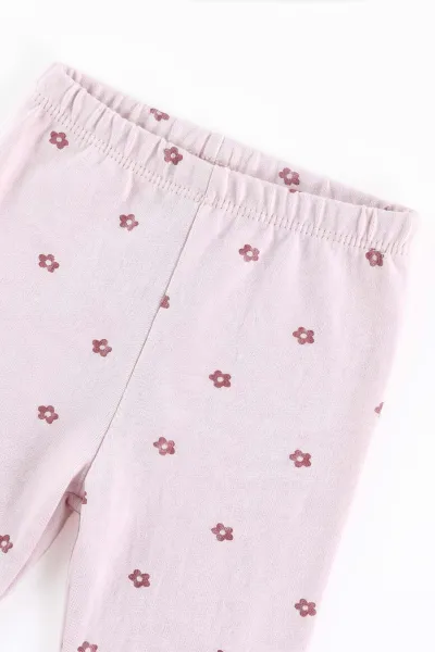 Lila (3-12 Ay) Flower   Baskılı Penye Kız Bebek Pijama Takım 500325