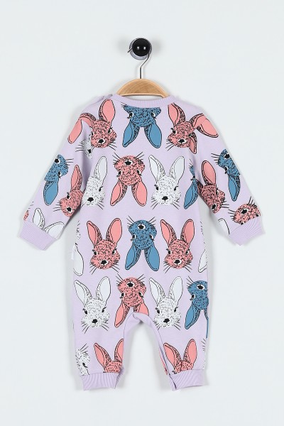 Lila (3-15 Ay) Tavşan Baskılı Kız Bebe Tulum 183890