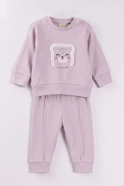 Lila (3-18 Ay) Baskılı ve Nakışlı  Alt Çimalı  Kız Bebek 2'li Takım 477543