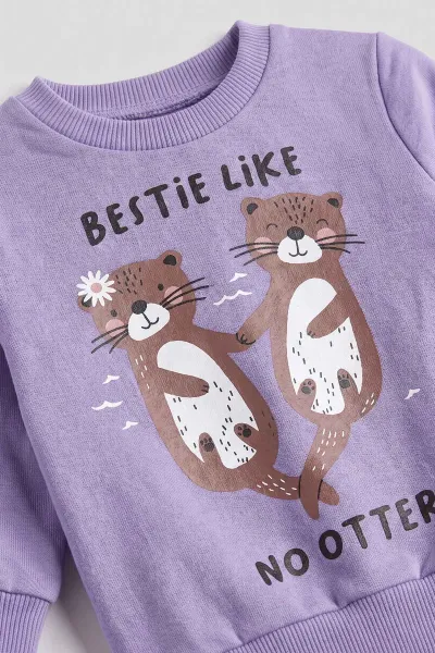 Lila (3-18 Ay) Bestie Like Baskılı 2 İp Kız Bebek Mevsimlik Takım 481142
