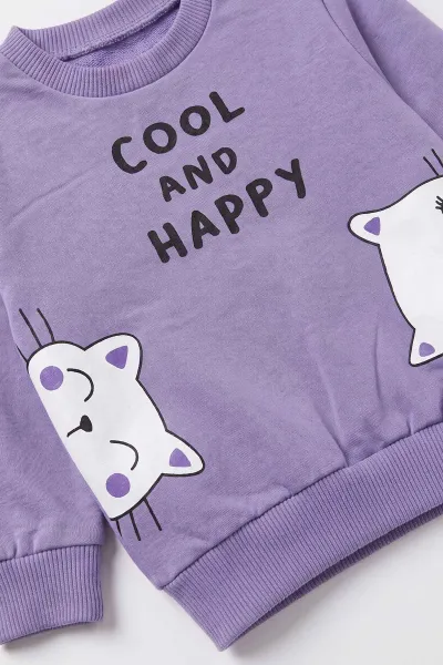 Lila (3-18 Ay)  Cool And Happy Baskılı 2 İp Kız Bebek Mevsimlik Takım 481121