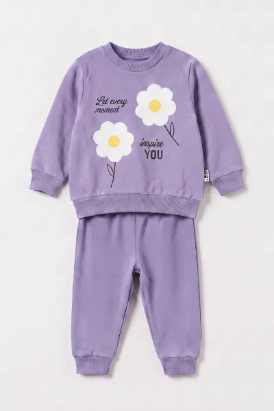 Lila (3-18 Ay) Papatya  Baskılı 2 İp Kız Bebek Mevsimlik Takım 481112