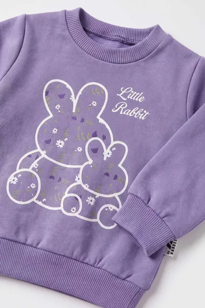 Lila (3-18 Ay) Tavşan Baskılı 2 İp Kız Bebek Mevsimlik Takım 481105
