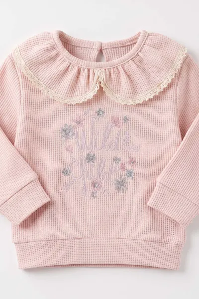 Lila (3-18 Ay) Wild Nakışlı Waffle  Kız Bebek 2'li Takım 487652