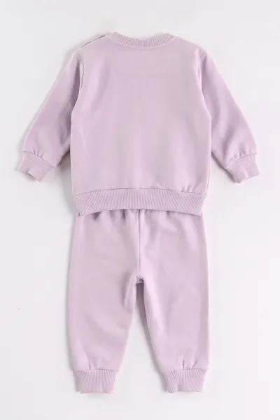 Lila (3-24 Ay) Çiçek Baskılı  Kız Bebek 2'li  Takım 473051