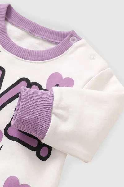 Lila (3-24 Ay) Love Baskılı   Kız Bebek Mevsimlik Takım 472761