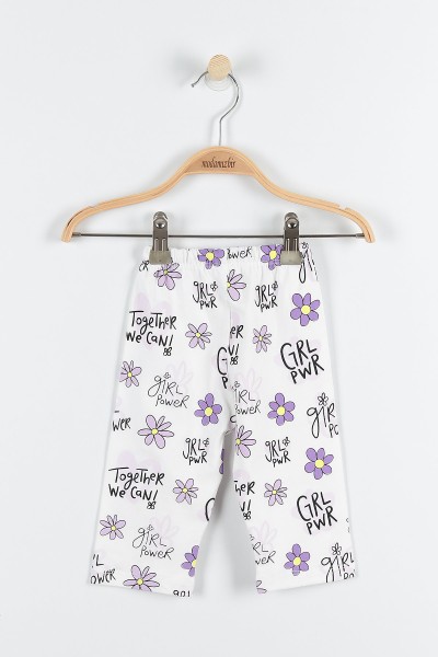 Lila (3-6 Yaş) Çiçek Baskılı Önden Bağlamalı Kız Çocuk Takım 171263
