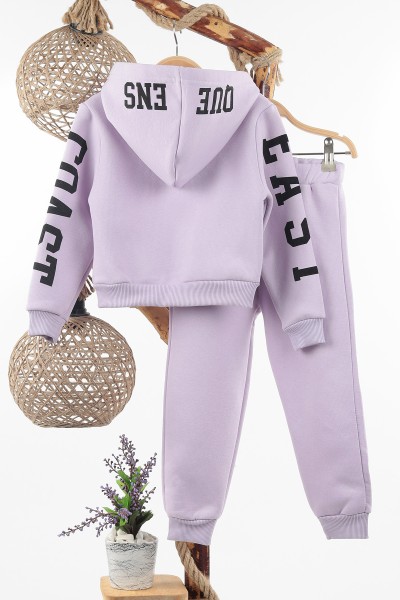 Lila (3-6 Yaş) Coast Kol Baskılı Üç İp Şardonlu Kız Çocuk Takım 137226
