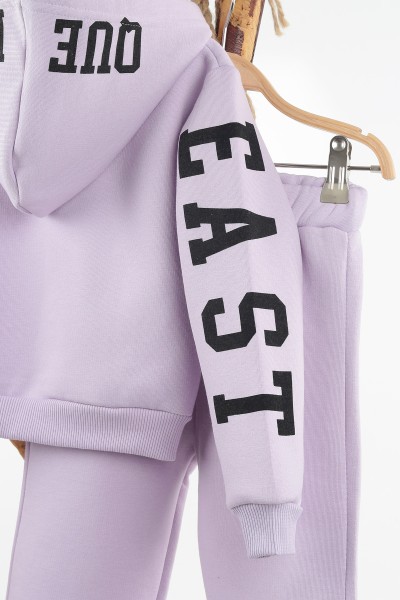 Lila (3-6 Yaş) Coast Kol Baskılı Üç İp Şardonlu Kız Çocuk Takım 137226