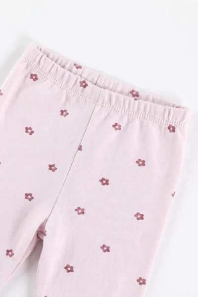 Lila (3-6 Yaş ) Papatya  Baskılı Penye Kız Çocuk  Pijama Takım 500339