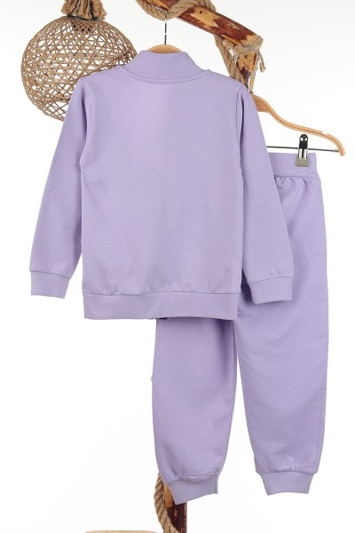 Lila (3-6 Yaş) Papyonlu Kız Baskılı Kız Çocuk Takım 142634