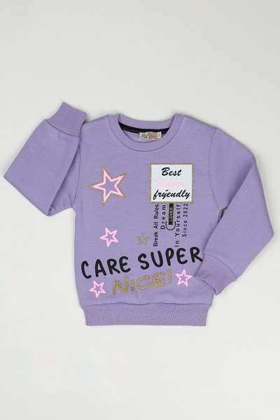 Lila (3-7 Yaş) Care Super Baskılı Kız Çocuk Sweatshirt 90337
