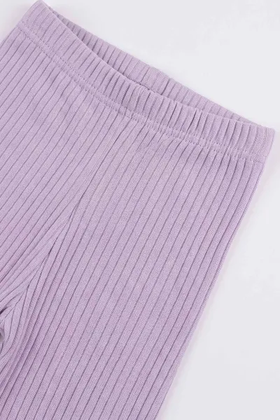 Lila (3-8 Yaş) Kalp Baskılı 2 İp Sweatli Fitilii Taytlı Kız Çocuk Mevsimlik Takım 484931
