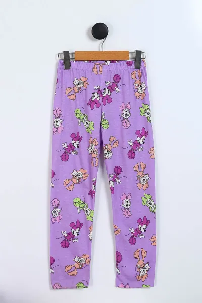 Lila (3-8 Yaş) Karakter Baskılı Ön Düğmeli Kız Çocuk Pijama Takım 337882