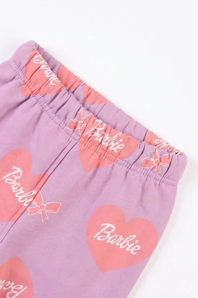 Lila (3-8 Yaş)Barbie Baskılı 3 İp Şardonlu Kız Çocuk Takım 486343