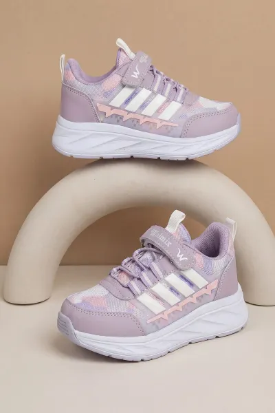 Lila ( 31 - 35 ) Bağcıklı Cırt Bantlı Kız Çocuk Spor Ayakkabı 463271