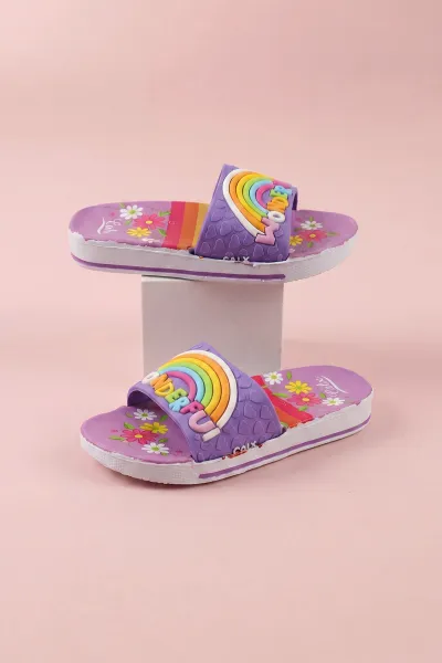 Lila ( 31 - 35 ) Figürlü Kız Çocuk Terlik 462494