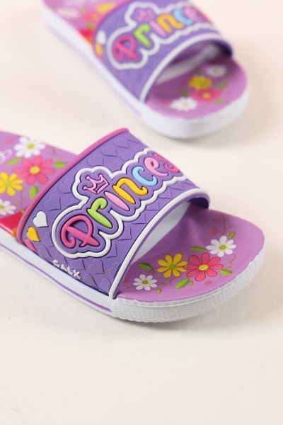 Lila (31-35 Filet) Princess Çiçek Motifli Kız Çocuk Terlik 189586