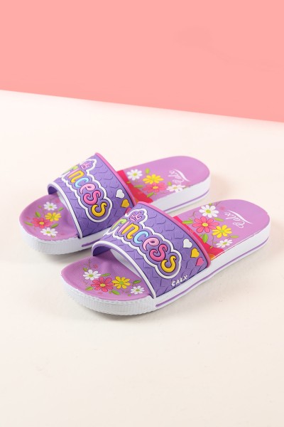 Lila (31-35 Filet) Princess Çiçek Motifli Kız Çocuk Terlik 189586