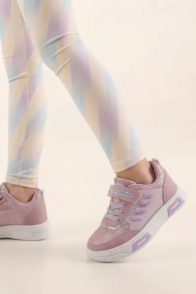 Lila ( 31 - 35 ) Bağcıklı Cırt Bantlı Kız Çocuk Spor Ayakkabı 439929