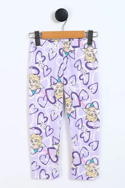 Lila (4-12 Yaş) Kalp Baskılı Ön Düğmeli Göz Bandı Detaylı Kız Çocuk Pijama Takım 337917